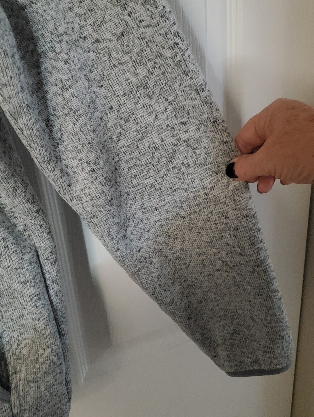 LL BEAN MED. SWEATER FLEECE PULLOVER PEWTER HEATHERED GREY LONG SLEEVES - Picture 5 of 7